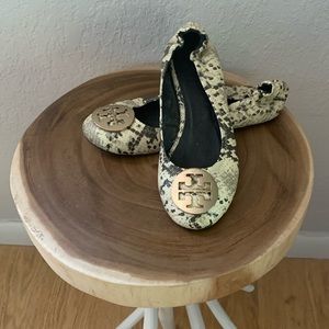 Tory Burch Snakeskin Ballet Flats